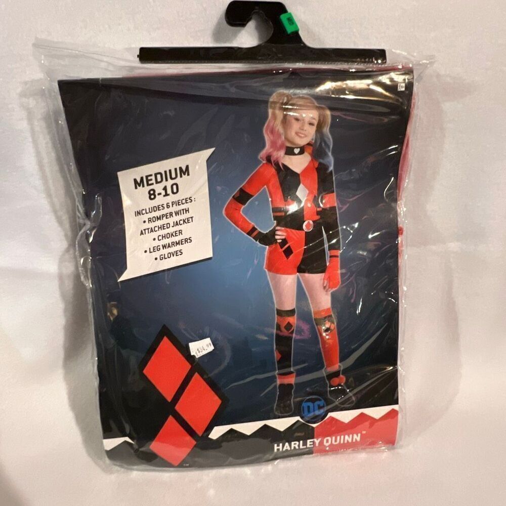DC Comic Girl's Harley Quinn Halloween Cosplay Costume Size Medium (8-10)